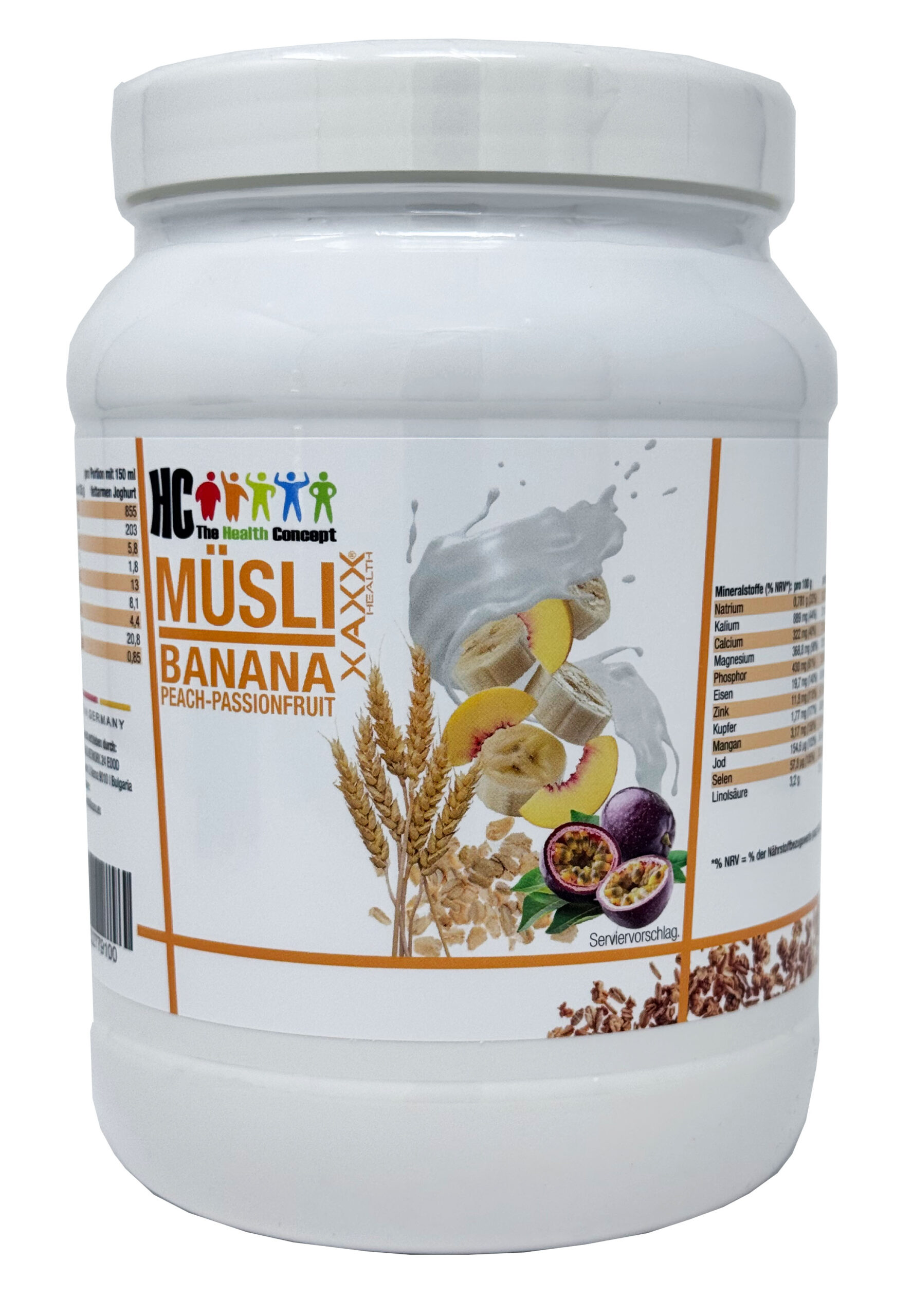 Müsli Banane Pfirsich Passionfruit